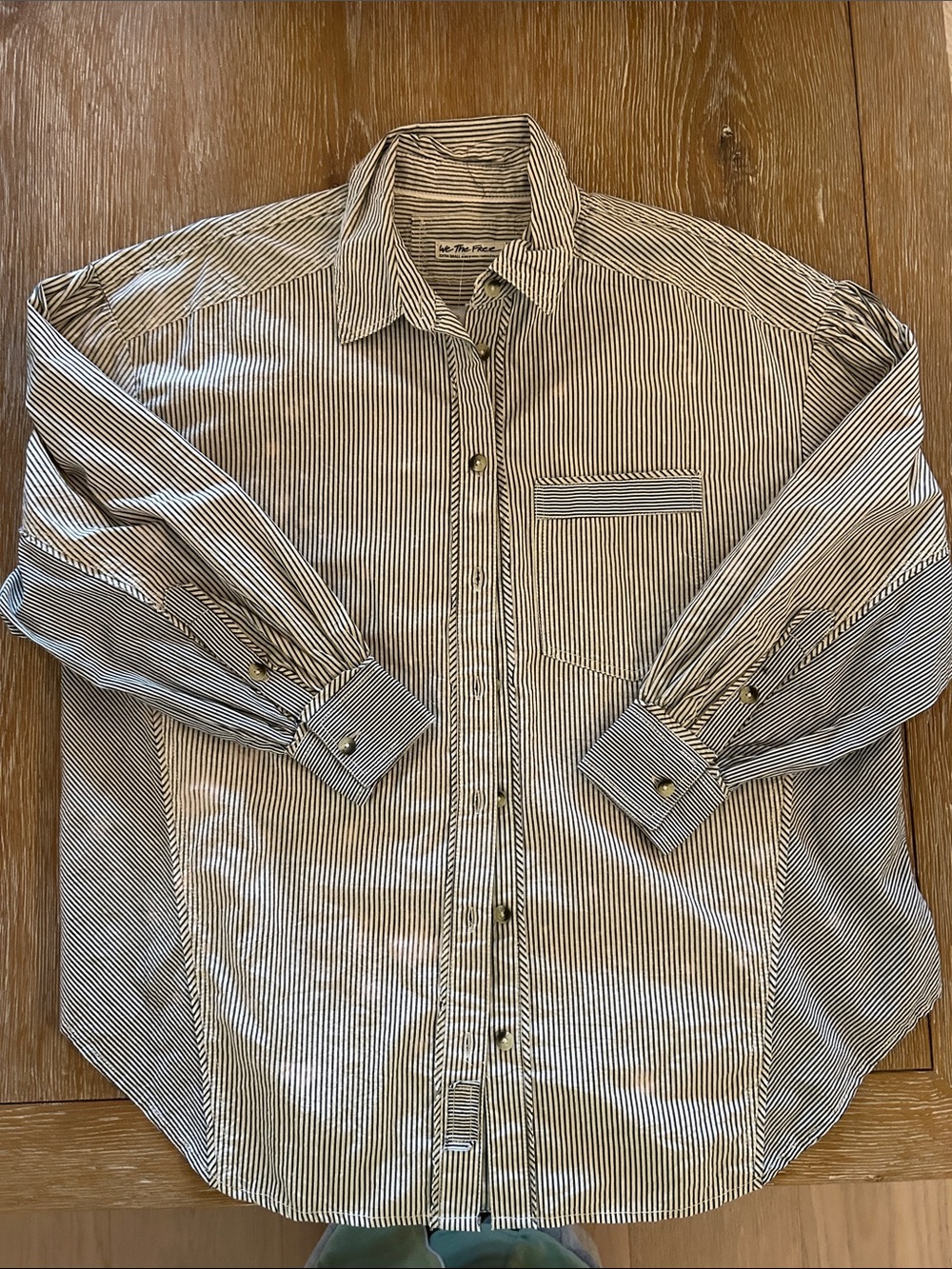 FREE PEOPLE | We The Free Black & White Stripe Casual Button-Down Shirt